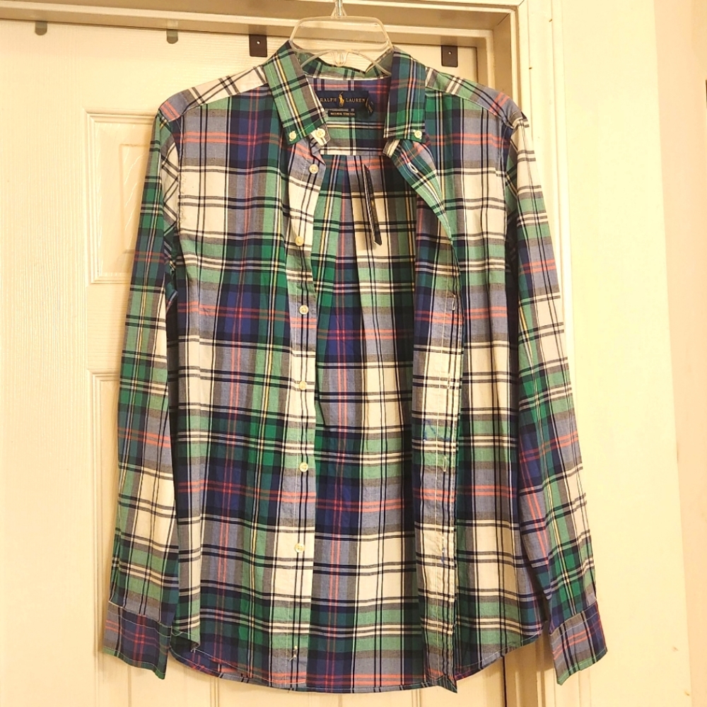 Polo button down plaid shirt size 18-20